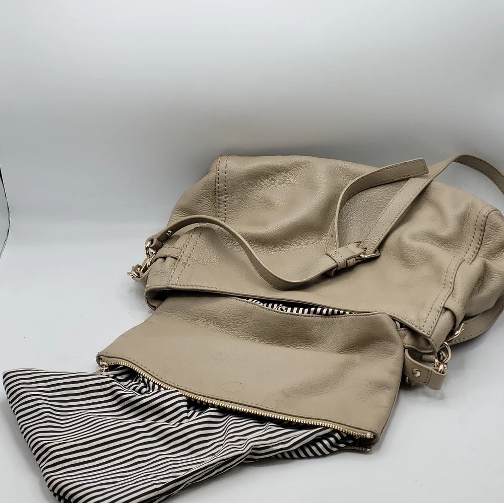 Kate Spade Boerum Place Devin Pebbled‎ Beige Leather Satchel Crossbody Bag